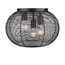 Golden 6802-FM BLK - Golden Lighting Calypso 3-light Flush Mount in Matte Black